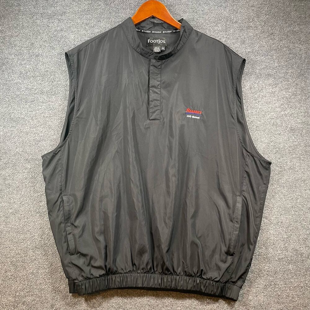 FootJoy 1/4 Snap Golf Pullover Men's XXL Black Sleeveless Zip Pockets Wind Shirt